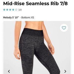 Fabletics Mid-Rise Seamless Rib 7/8 Gray Pants